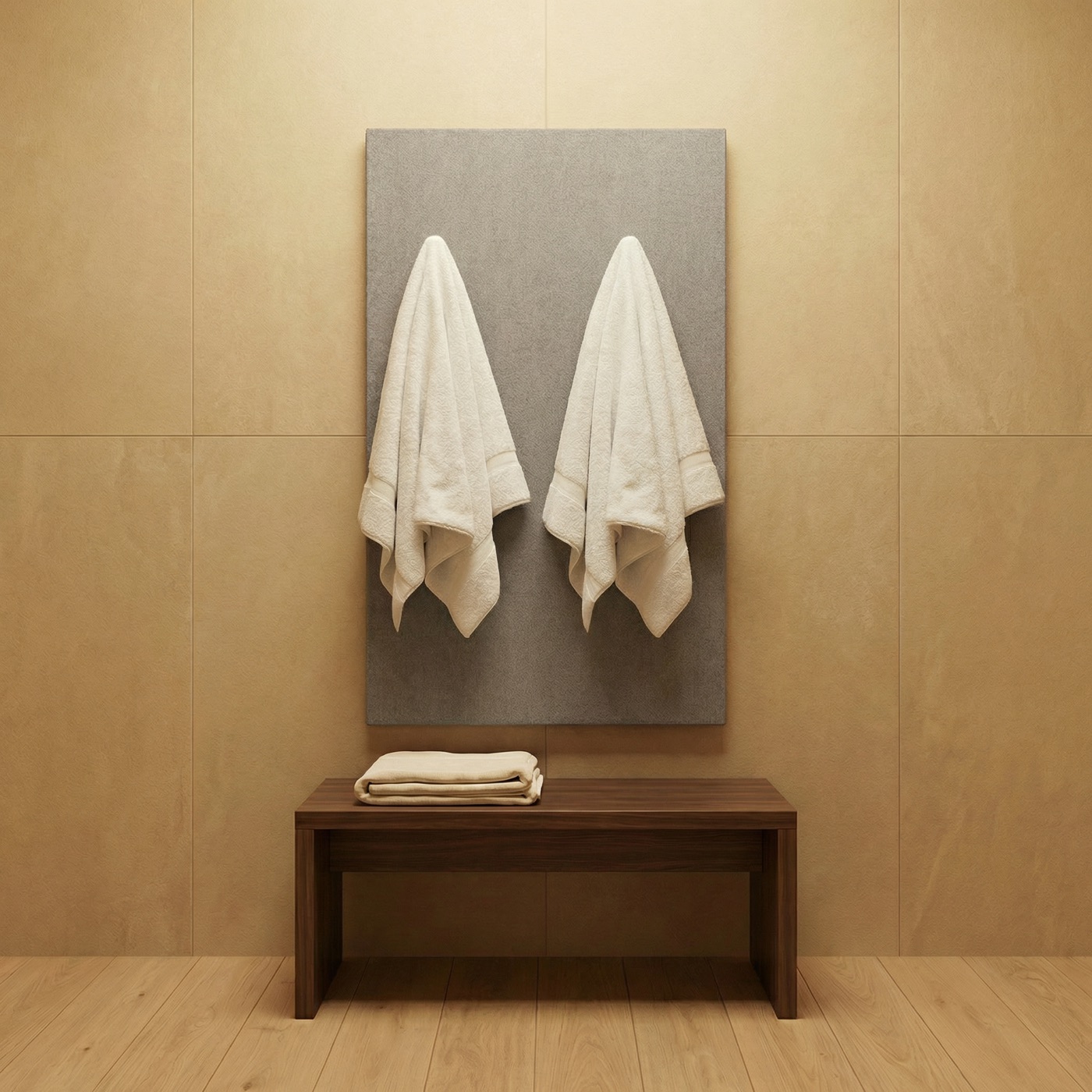 Quentex Towel Warmer Basic 83×125 cm on a bathroom door